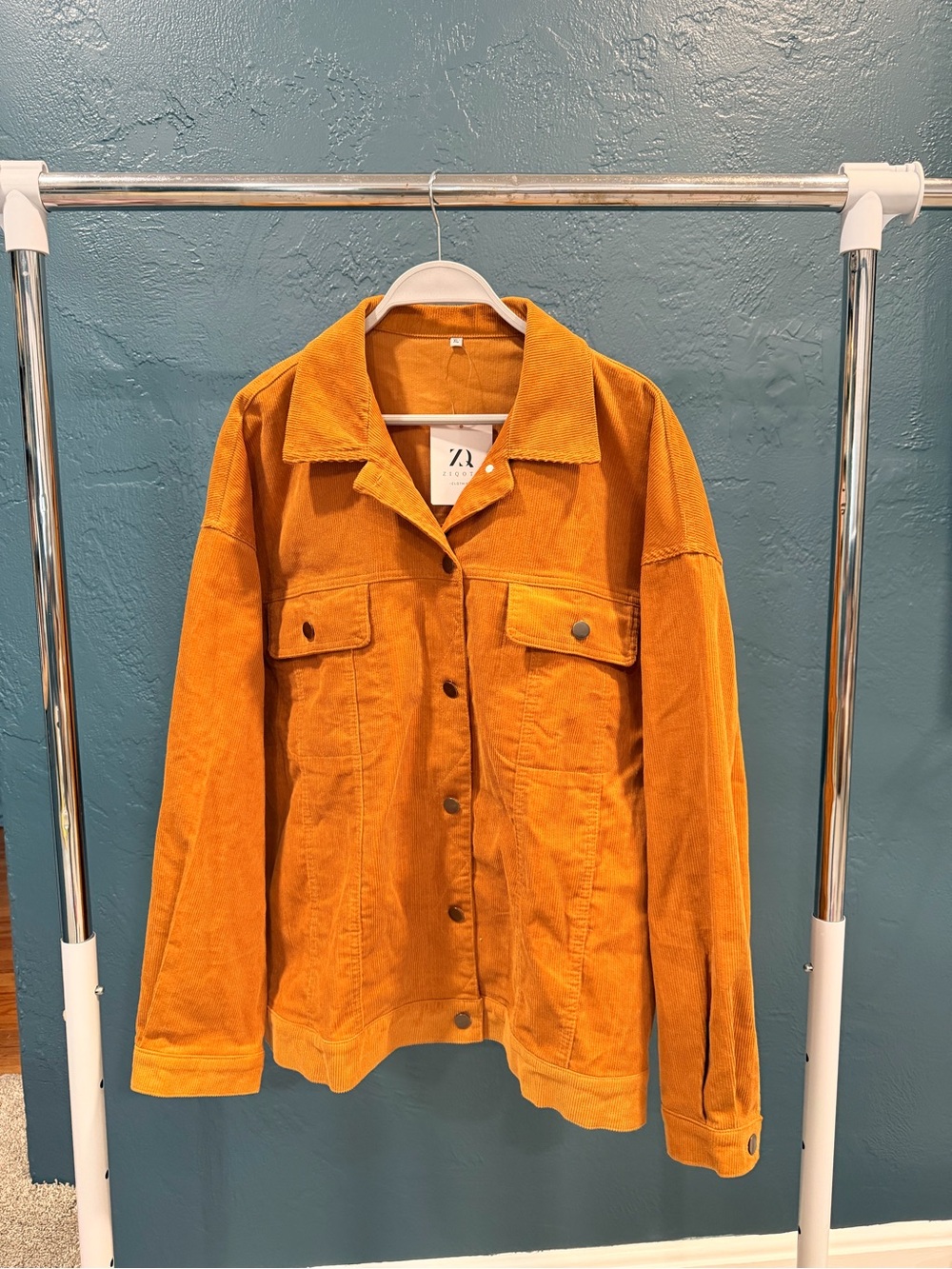 ZIQOTY Women’s Orange Corduroy Jacket – XL
